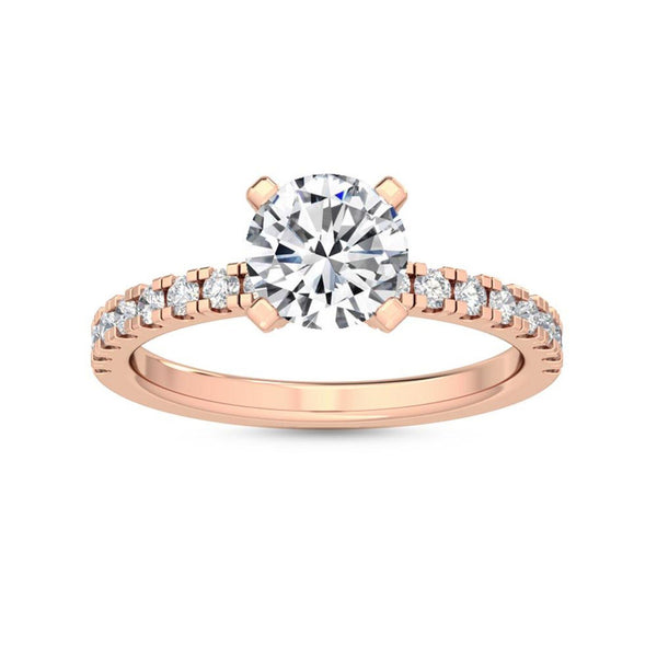 1.24 Ct Round Cut Natural Diamond Hidden Halo Engagement Ring in 18K Solid Gold - Side View | Riyanika Jewels