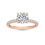 18K Solid Gold 2.57 CT Natural Diamond Round Center with Pavé Side Stones Solitaire Engagement - Detail | Riyanika Jewels