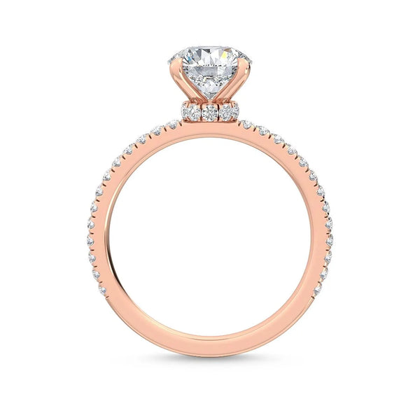 18K Solid Gold 2.57 CT Natural Diamond Round Center with Pavé Side Stones Solitaire Engagement - Side View | Riyanika Jewels