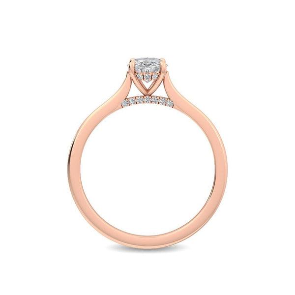 14K 1ct Natural Diamond Oval Cut Solitaire Engagement Ring