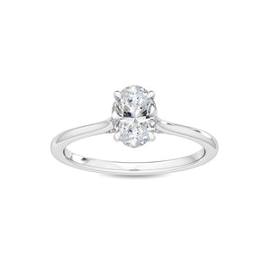 14K 1ct Natural Diamond Oval Cut Solitaire Engagement Ring