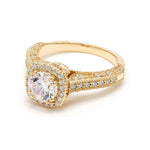 18K Solid Gold 1.83 CT Round Halo Natural Diamond Engagement Ring - Detail | Riyanika Jewels