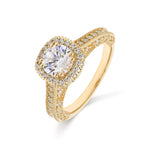 14K 1ct Natural Diamond Round Cut Halo Engagement Ring
