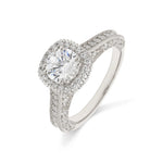 14K 1ct Natural Diamond Round Cut Halo Engagement Ring