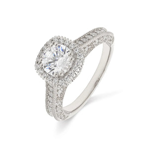 14K 1ct Natural Diamond Round Cut Halo Engagement Ring