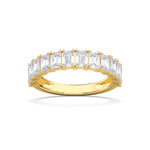 18K Solid Gold 2.5 CT Emerald Cut Natural Diamonds Half Eternity Band - Close Up | Riyanika Jewels