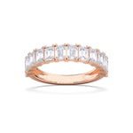 18K Solid Gold 2.5 CT Emerald Cut Lab Grown Diamonds Half Eternity Band - Alternate Angle