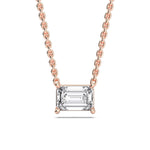 14K 0.5ct Natural Diamond Emerald Cut Solitaire Pendant Necklace