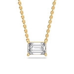 18K Solid Gold 0.5ct Emerald Cut Natural Diamond Solitaire Pendant Necklace - Detail | Riyanika Jewels
