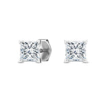 18K Solid Gold 0.50 Ct Princess Cut Lab Grown Diamond Stud Earrings - Alternate Angle