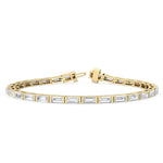 18K Solid Gold 5.71 Ct Natural Baguette Diamond Tennis Bracelet
