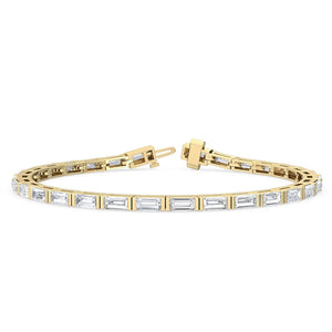 14K 5.71ct Natural Diamond Baguette Cut Tennis Bracelet