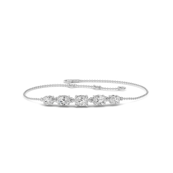 1.14ct Oval 5-Stone Natural Diamond Bracelet in 18K Solid Gold