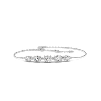1.14ct Oval 5-Stone Natural Diamond Bracelet in 18K Solid Gold