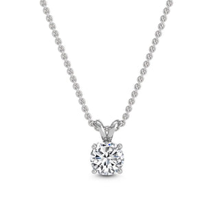 0.78 Ct Natural Diamond Solitaire Pendant Necklace in 18K Solid Gold