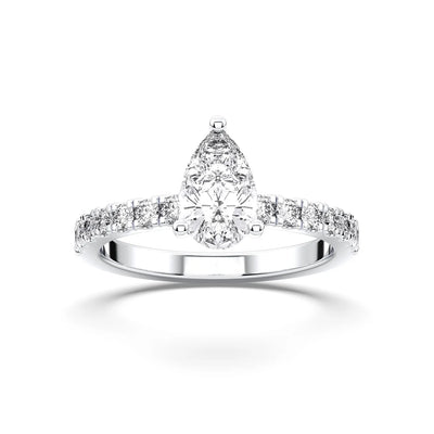 14K 1ct Lab Grown Diamond Pear Cut Solitaire Engagement Ring