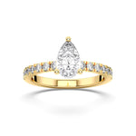 14K 1ct Lab Grown Diamond Pear Cut Solitaire Engagement Ring
