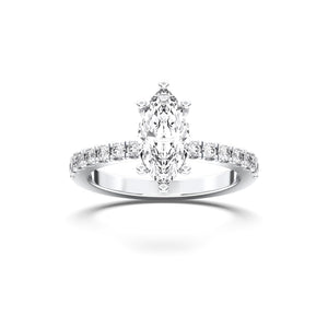 18K Solid Gold 1ct Marquise Cut Halo Natural Diamond Solitaire Engagement Ring