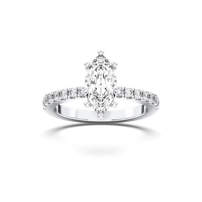 18K Solid Gold 1ct Marquise Cut Halo Natural Diamond Solitaire Engagement Ring