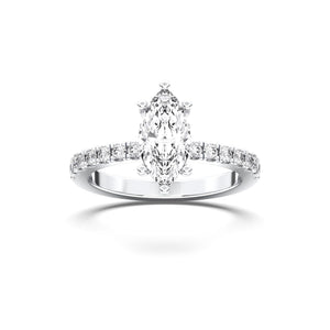 14K 1ct Natural Diamond Marquise Cut Solitaire Half Eternity Ring