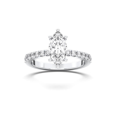 14K 1ct Lab Grown Diamond Marquise Cut Solitaire Half Eternity Ring