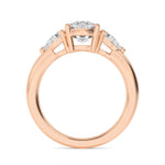 14K 2.5ct Lab Grown Diamond Cushion Cut Three Stone Engagement Ring