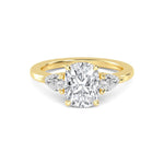14K 2.5ct Natural Diamond Cushion Cut Three Stone Engagement Ring