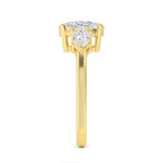 18K Solid Gold 2.44Ct 3 Stone Cushion Cut with Pear Side Stones Natural Diamond Engagement Ring