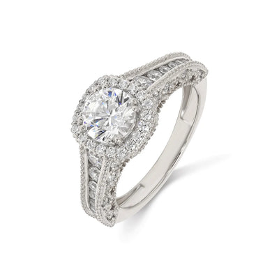 14K 1.79ct Lab Grown Diamond Round Cut Halo Engagement Ring