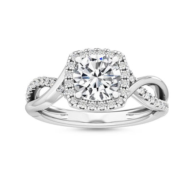 14K 1.13ct Lab Grown Diamond Round Cut Halo Engagement Ring