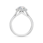 18K Solid Gold 1.11 Carat Round Brilliant Cut Halo Pave Natural Diamond Engagement Ring - Alternate Angle | Riyanika Jewels