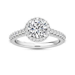 14K 1.5ct Natural Diamond Round Brilliant Cut Halo Engagement Ring