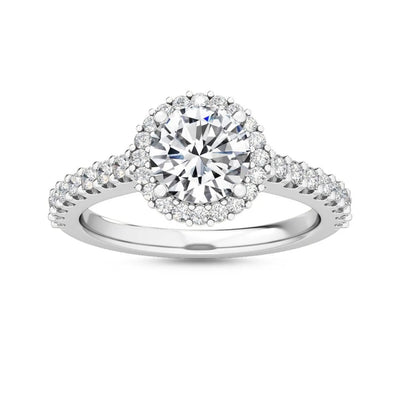 14K 1.47ct Lab Grown Diamond Round Brilliant Cut Halo Engagement Ring