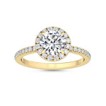 1.54 Carat Round Halo Pavé Natural Diamond Engagement Ring in 18K Gold - Alternate Angle | Riyanika Jewels