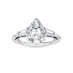 14K 3.5ct Lab Grown Diamond Pear Cut Three Stone Engagement Ring