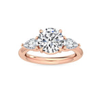 2.57 ct Pear & Round Cut Natural Diamond Engagement Ring in 18K Solid Gold - Side View