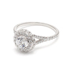 18K Solid Gold 1.42 CT Round Cut Double Halo Pave Lab Grown Diamond Engagement Ring - Close Up