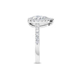 18K Solid Gold 1.44 CT Pear Shaped Lab Grown Diamond Halo Engagement Ring - Alternate Angle