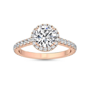 14K 1.5ct Natural Diamond Round Cut Halo Engagement Ring