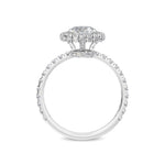 1.32 Ct Pavé Cathedral Setting Round Natural Diamond Halo Engagement Ring in 18K Solid Gold - Detail | Riyanika Jewels