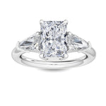 14K 3.5ct Lab Grown Diamond Radiant Cut Side Stone Engagement Ring