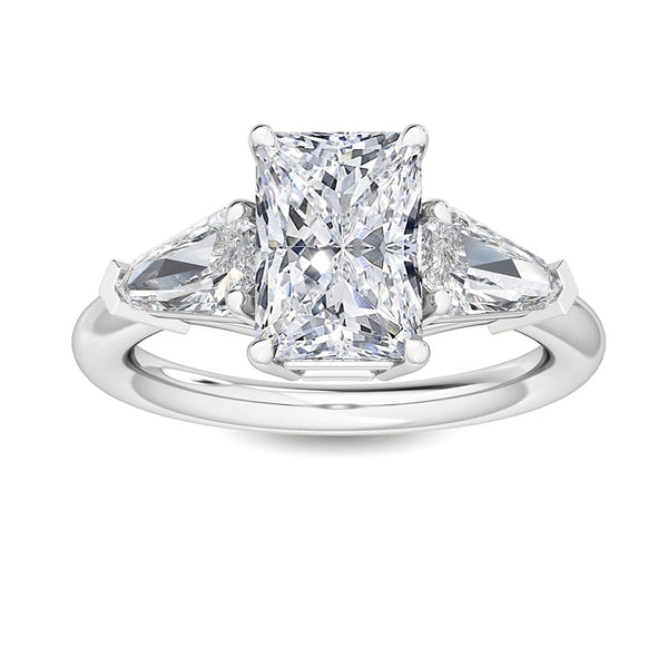 14K 3.5ct Lab Grown Diamond Radiant Cut Side Stone Engagement Ring