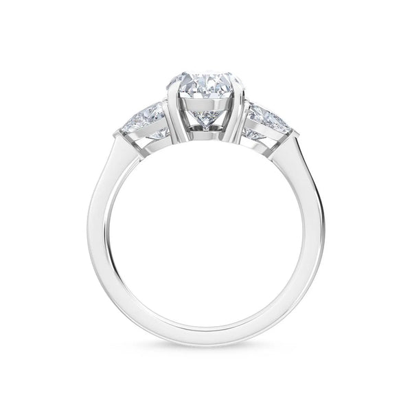 14K 2.5ct Natural Diamond Oval Cut Three Stone Engagement Ring