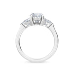 18K Solid Gold 2.57Ct Oval & Trillion Natural Diamond Engagement Ring - Side View | Riyanika Jewels