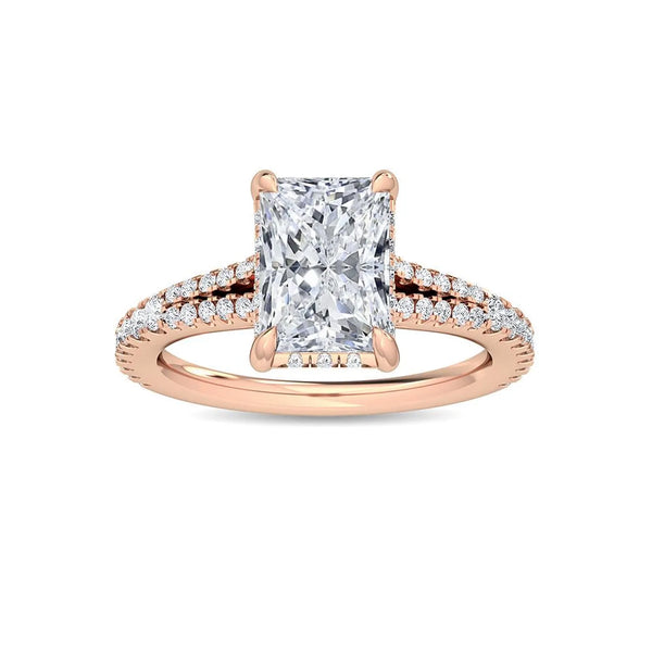 18K Solid Gold 2.50 CTW Radiant Cut Natural Diamond Engagement Ring - Side View | Riyanika Jewels