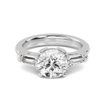 14K 2.5ct Natural Diamond Round Cut Three Stone Engagement Ring