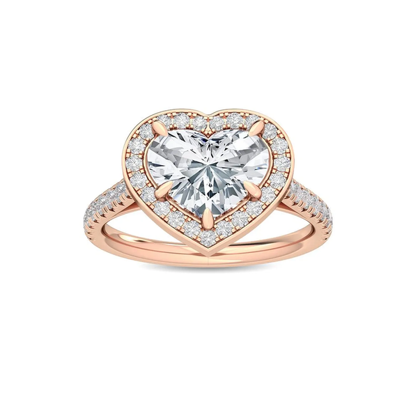 14K 2.5ct Lab Grown Diamond Heart Cut Halo Engagement Ring