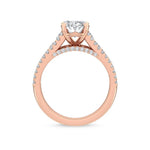18K Solid Gold 2.42 Ct Oval Split Shank Pavé Natural Diamond Engagement Ring - Close Up | Riyanika Jewels