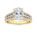 18K Solid Gold 2.42 Ct Oval Split Shank Pavé Natural Diamond Engagement Ring - View 7 | Riyanika Jewels