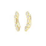 18K Solid Gold 1.41 Ct Natural Multi Shape Natural Diamond Ear Climbers - Alternate Angle | Riyanika Jewels